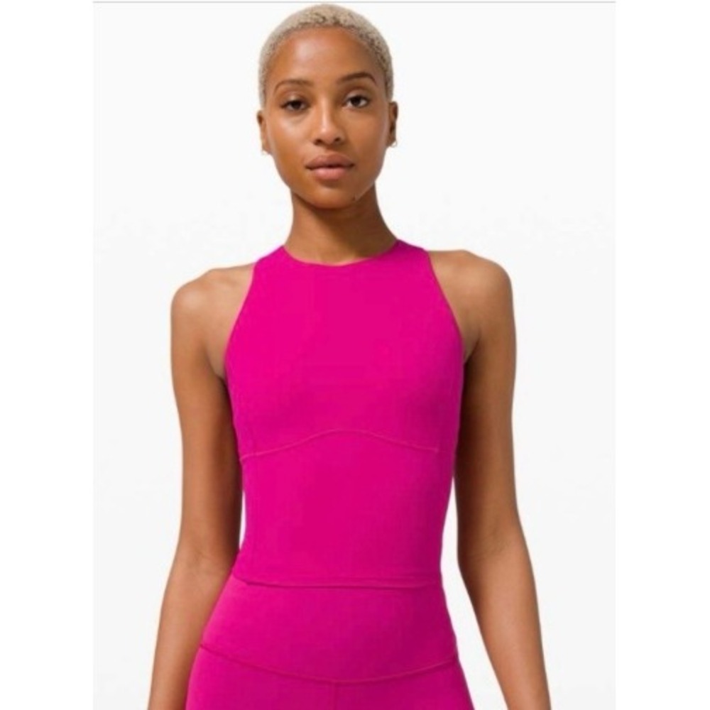 Lululemon Key to Balance Tank‎ Top Magenta Pink Cross Back Nulu Crop Yoga Size 6